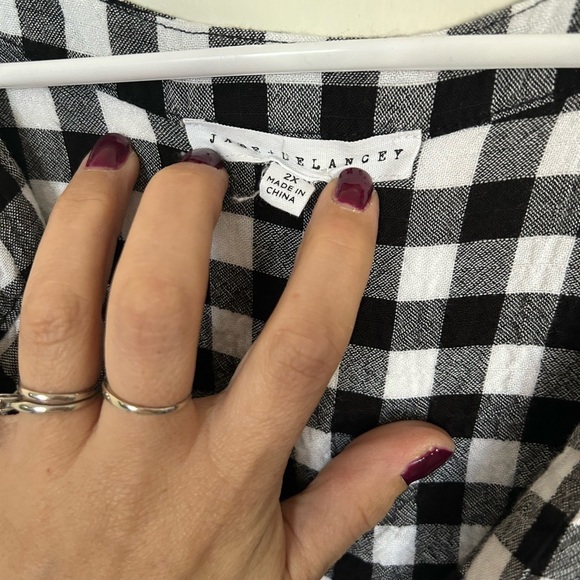 Jane and Delaney 2X black and white Buffalo check pop over tunic top - Picture 3 of 7